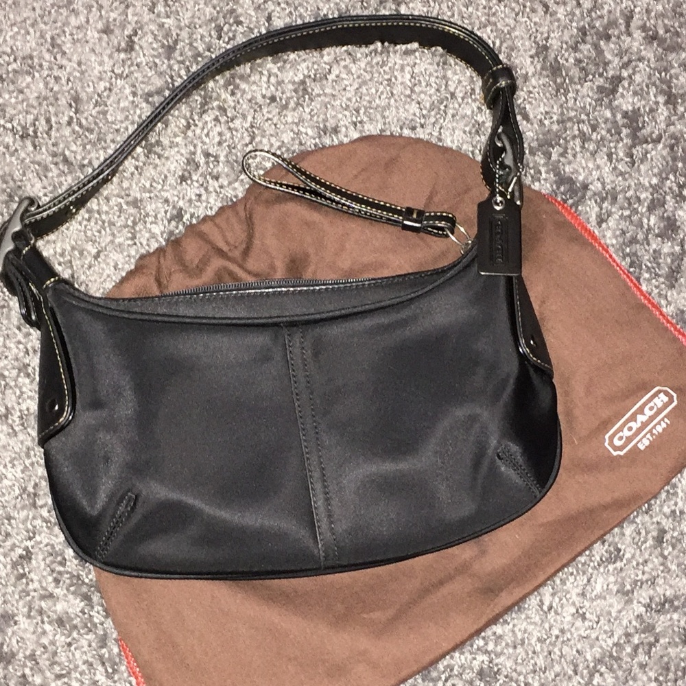 Coach Small Shoulder Bag Black Satin